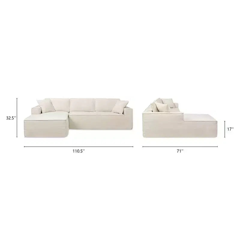 Jennifer Taylor Home Brenley Canapé sectionnel en boîte 110,5, accoudoir gauche, en chenille gris cendré