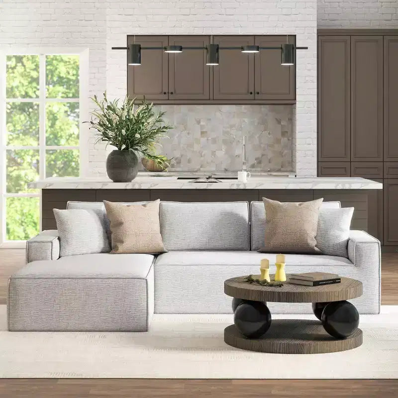 Jennifer Taylor Home Brenley Canapé sectionnel en boîte 110,5, accoudoir gauche, en chenille gris cendré