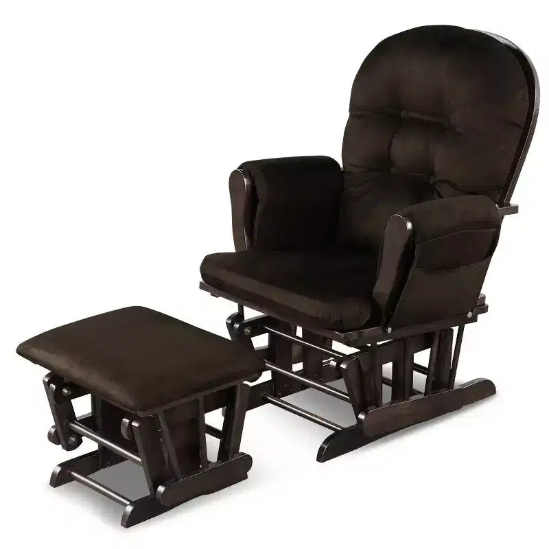 Costway Ensemble de Coussins pour Fauteuil à Bascule et Repose-Pieds, Bois, Chambre de Bébé, Beige/Marron/Gris Foncé/Gris Clair/Rose/Gris