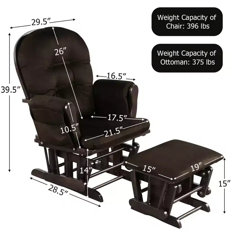 Costway Ensemble de Coussins pour Fauteuil à Bascule et Repose-Pieds, Bois, Chambre de Bébé, Beige/Marron/Gris Foncé/Gris Clair/Rose/Gris