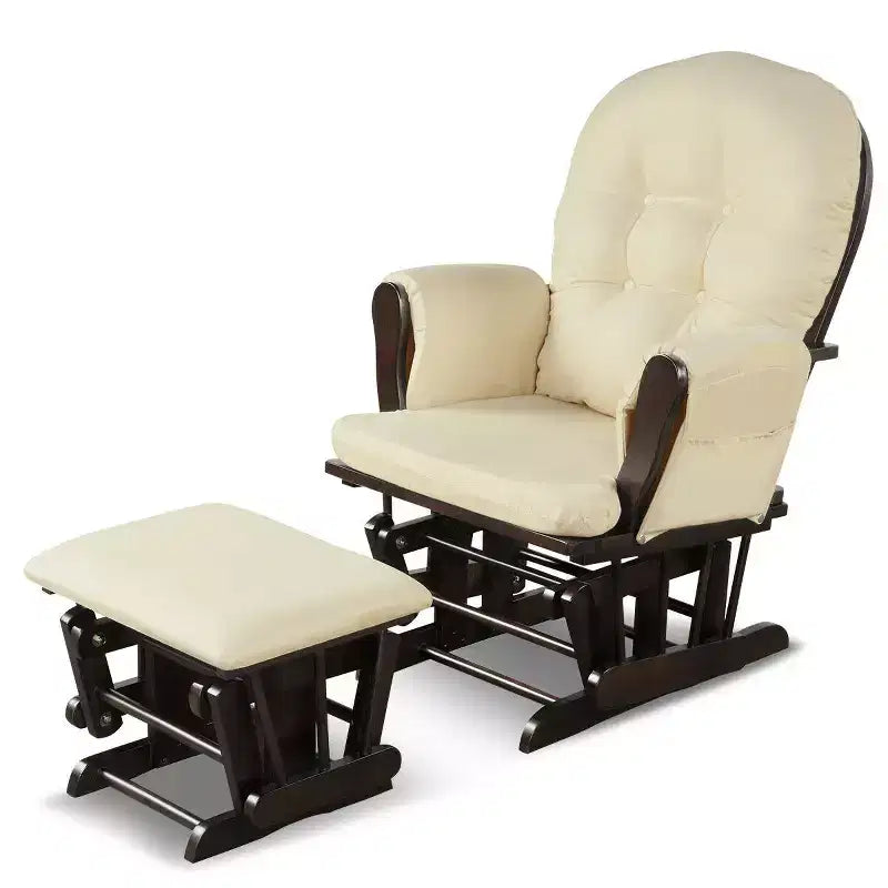 Costway Ensemble de Coussins pour Fauteuil à Bascule et Repose-Pieds, Bois, Chambre de Bébé, Beige/Marron/Gris Foncé/Gris Clair/Rose/Gris