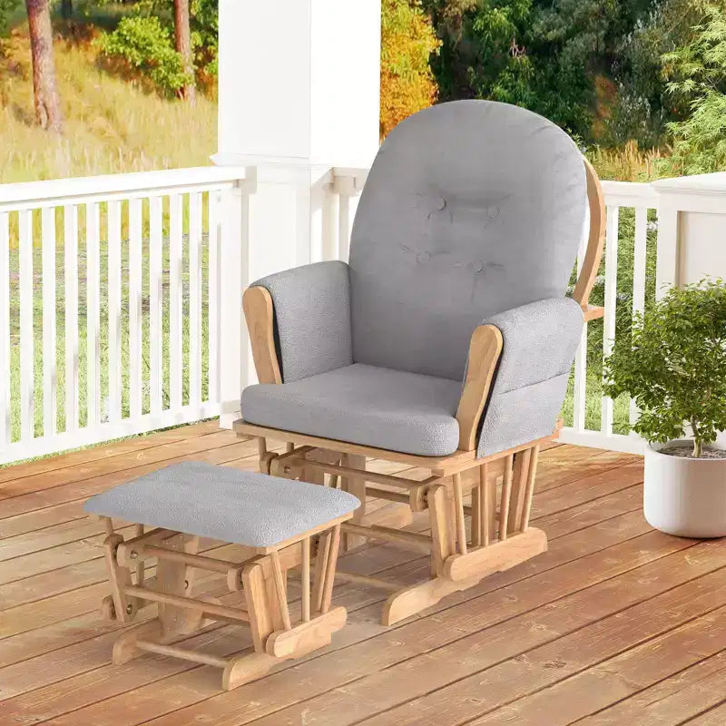 Costway Ensemble de Coussins pour Fauteuil à Bascule et Repose-Pieds, Bois, Chambre de Bébé, Beige/Marron/Gris Foncé/Gris Clair/Rose/Gris