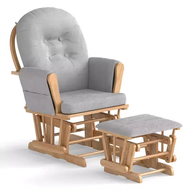 Costway Ensemble de Coussins pour Fauteuil à Bascule et Repose-Pieds, Bois, Chambre de Bébé, Beige/Marron/Gris Foncé/Gris Clair/Rose/Gris