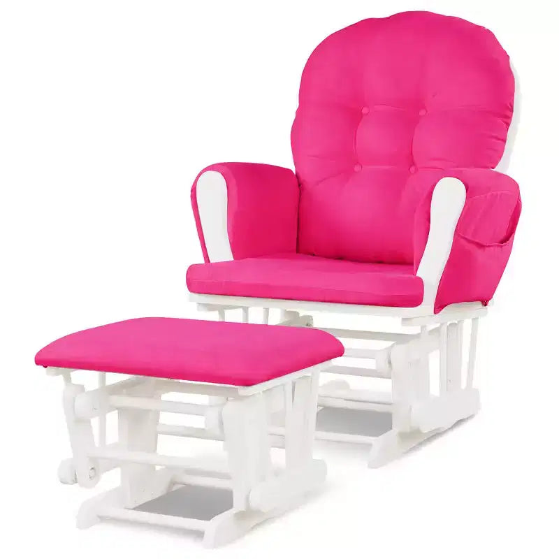 Costway Ensemble de Coussins pour Fauteuil à Bascule et Repose-Pieds, Bois, Chambre de Bébé, Beige/Marron/Gris Foncé/Gris Clair/Rose/Gris