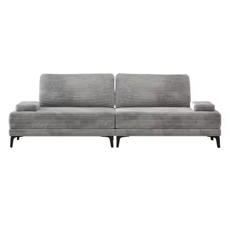 Canapé d'angle ATJafurn 295 cm en velours côtelé gris surdimensionné, 4 places, modulable, sans accoudoirs, avec oreillers amovibles pour le salon