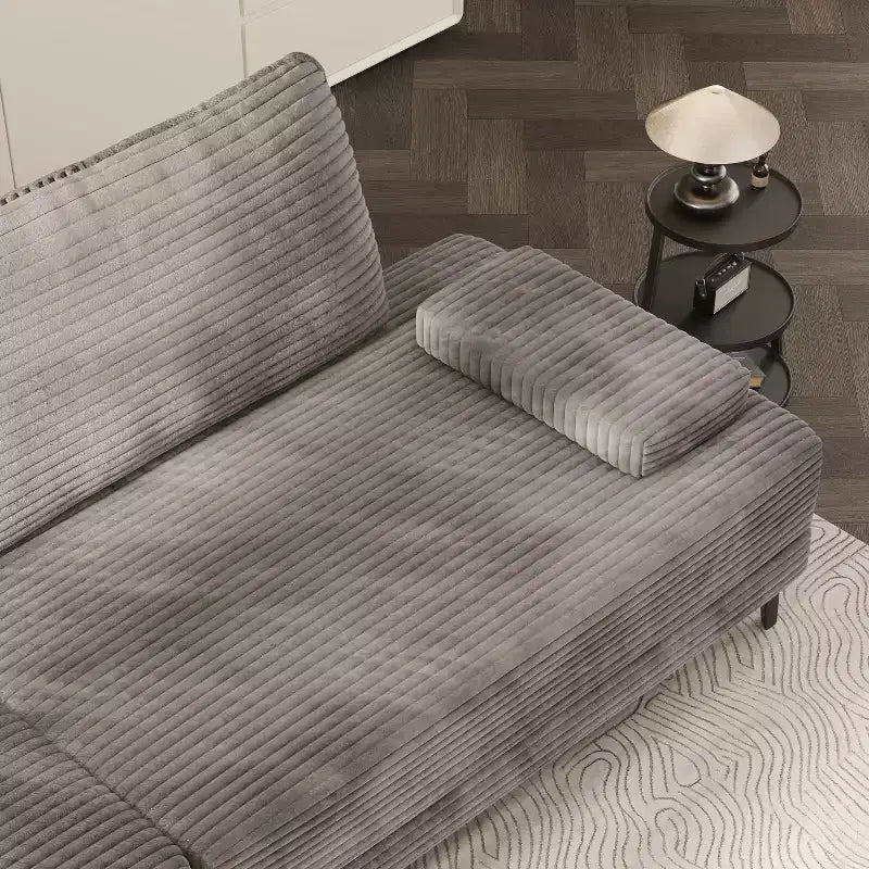 Canapé d'angle ATJafurn 295 cm en velours côtelé gris surdimensionné, 4 places, modulable, sans accoudoirs, avec oreillers amovibles pour le salon