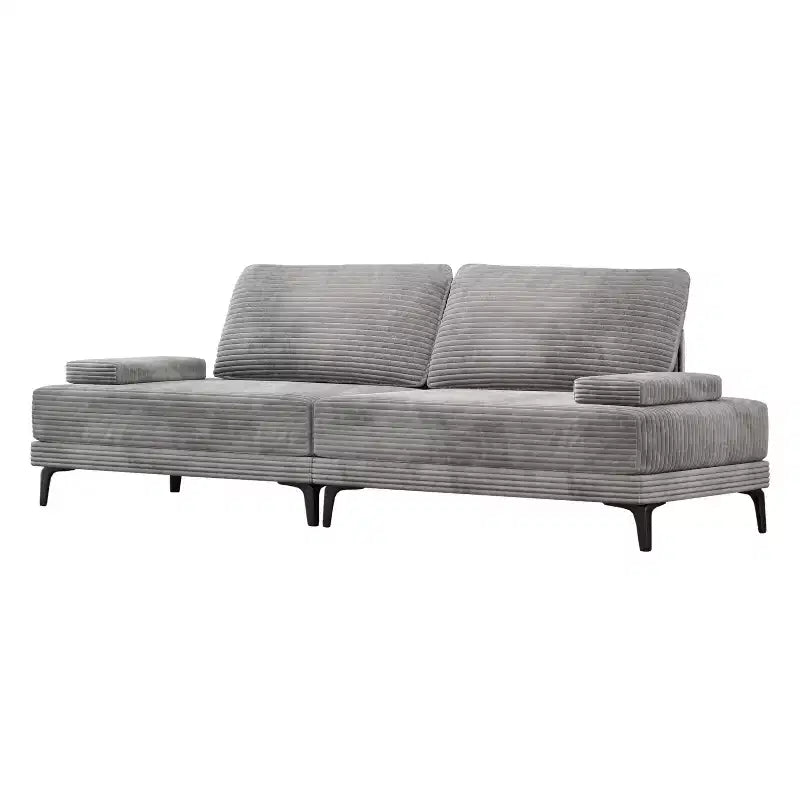 Canapé d'angle ATJafurn 295 cm en velours côtelé gris surdimensionné, 4 places, modulable, sans accoudoirs, avec oreillers amovibles pour le salon