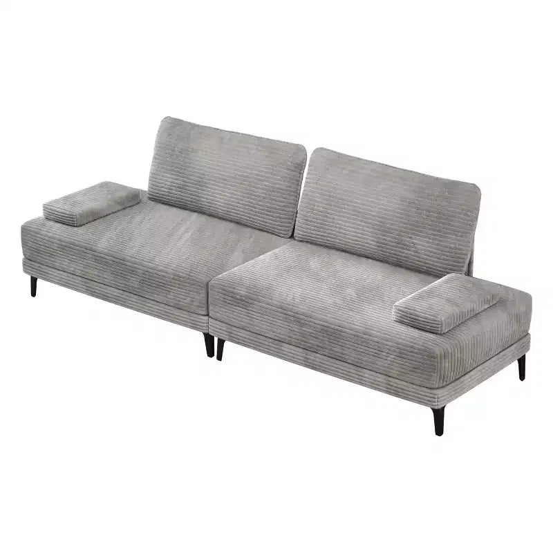 Canapé d'angle ATJafurn 295 cm en velours côtelé gris surdimensionné, 4 places, modulable, sans accoudoirs, avec oreillers amovibles pour le salon