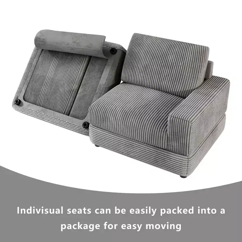 ATJafurn Canapé d'angle en velours côtelé Modulable Moderne Surdimensionné Rembourré avec Coussins Confortables Assise Profonde Pour Salon Chambre Appartement Bureau
