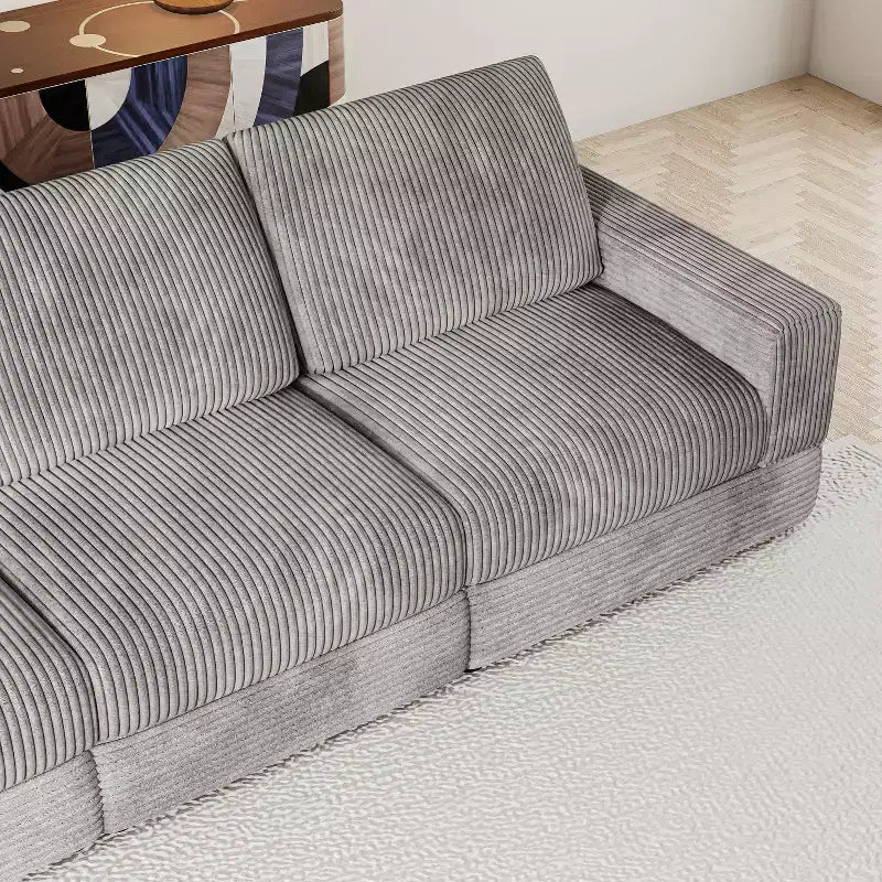ATJafurn Canapé d'angle en velours côtelé Modulable Moderne Surdimensionné Rembourré avec Coussins Confortables Assise Profonde Pour Salon Chambre Appartement Bureau