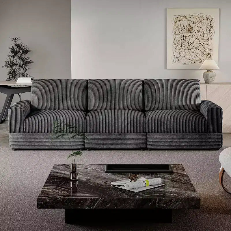 ATJafurn Canapé d'angle en velours côtelé Modulable Moderne Surdimensionné Rembourré avec Coussins Confortables Assise Profonde Pour Salon Chambre Appartement Bureau