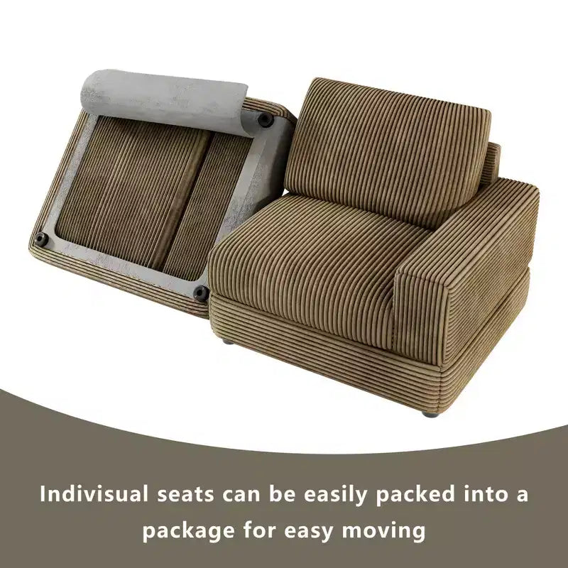 ATJafurn Canapé d'angle en velours côtelé Modulable Moderne Surdimensionné Rembourré avec Coussins Confortables Assise Profonde Pour Salon Chambre Appartement Bureau