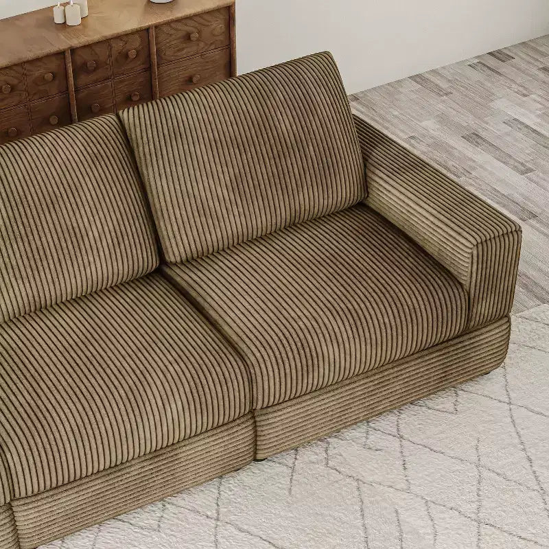 ATJafurn Canapé d'angle en velours côtelé Modulable Moderne Surdimensionné Rembourré avec Coussins Confortables Assise Profonde Pour Salon Chambre Appartement Bureau