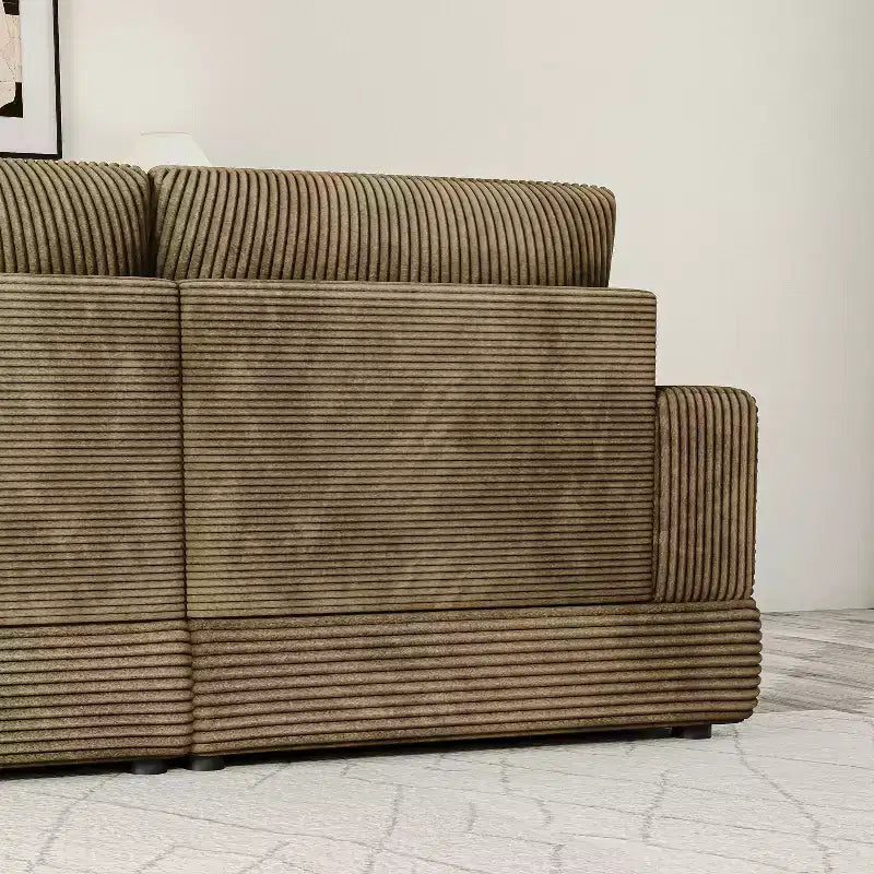 ATJafurn Canapé d'angle en velours côtelé Modulable Moderne Surdimensionné Rembourré avec Coussins Confortables Assise Profonde Pour Salon Chambre Appartement Bureau