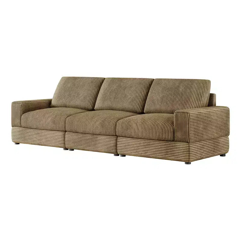 ATJafurn Canapé d'angle en velours côtelé Modulable Moderne Surdimensionné Rembourré avec Coussins Confortables Assise Profonde Pour Salon Chambre Appartement Bureau
