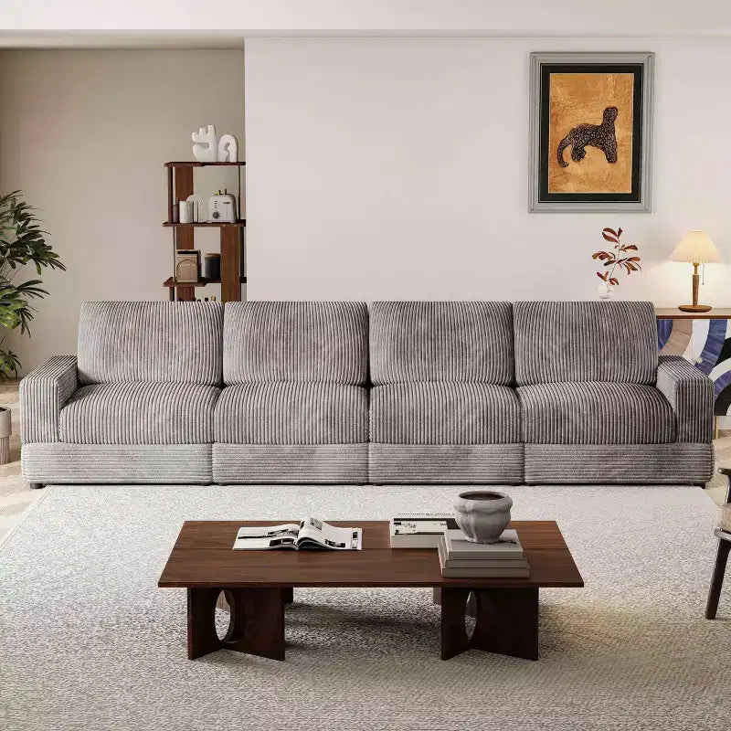 ATJafurn Canapé d'angle en velours côtelé Modulable Moderne Surdimensionné Rembourré avec Coussins Confortables Assise Profonde Pour Salon Chambre Appartement Bureau