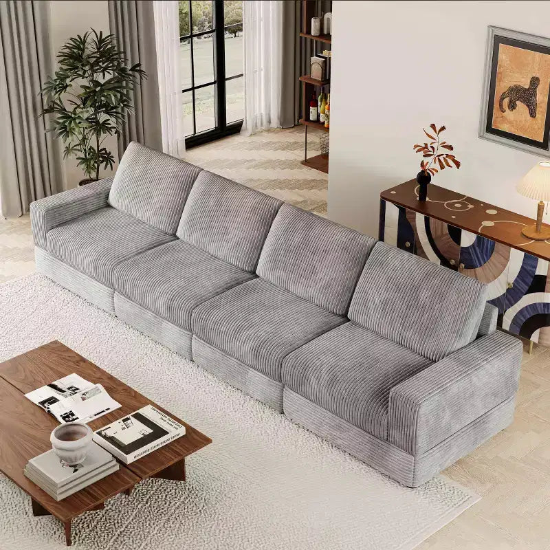 ATJafurn Canapé d'angle en velours côtelé Modulable Moderne Surdimensionné Rembourré avec Coussins Confortables Assise Profonde Pour Salon Chambre Appartement Bureau