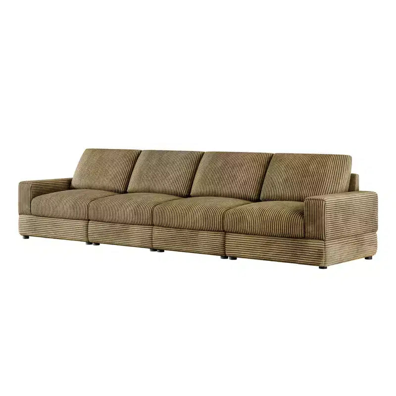 ATJafurn Canapé d'angle en velours côtelé Modulable Moderne Surdimensionné Rembourré avec Coussins Confortables Assise Profonde Pour Salon Chambre Appartement Bureau