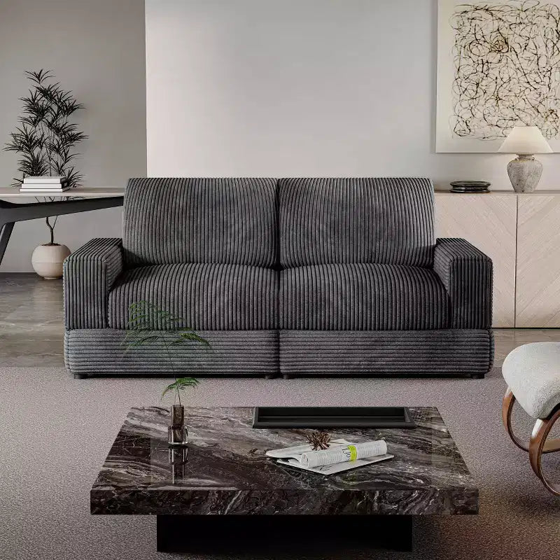 ATJafurn Canapé d'angle en velours côtelé Modulable Moderne Surdimensionné Rembourré avec Coussins Confortables Assise Profonde Pour Salon Chambre Appartement Bureau