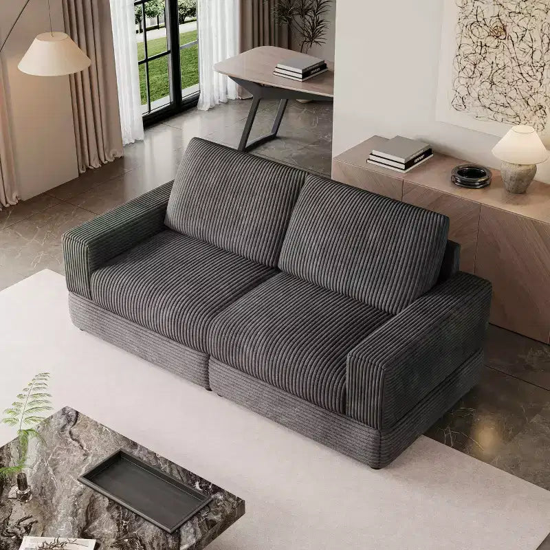 ATJafurn Canapé d'angle en velours côtelé Modulable Moderne Surdimensionné Rembourré avec Coussins Confortables Assise Profonde Pour Salon Chambre Appartement Bureau