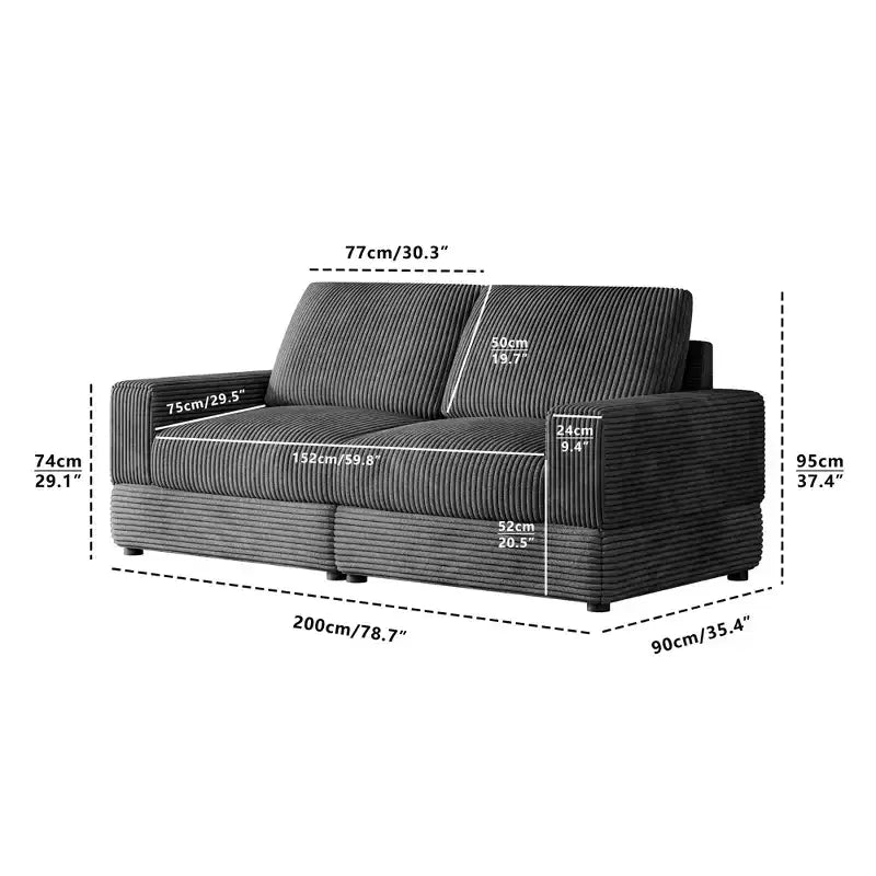 ATJafurn Canapé d'angle en velours côtelé Modulable Moderne Surdimensionné Rembourré avec Coussins Confortables Assise Profonde Pour Salon Chambre Appartement Bureau