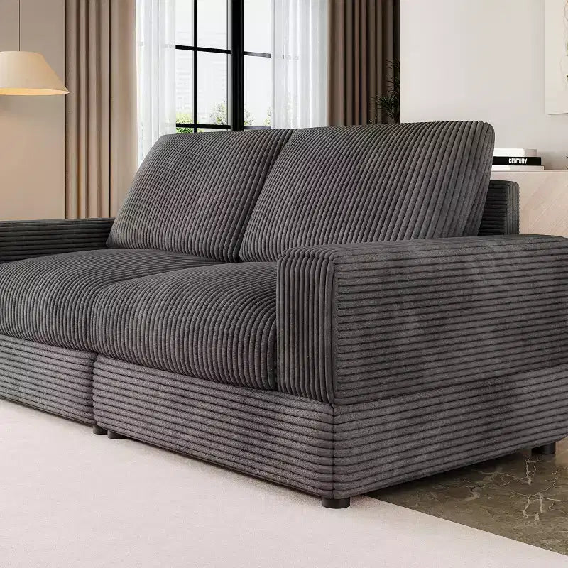 ATJafurn Canapé d'angle en velours côtelé Modulable Moderne Surdimensionné Rembourré avec Coussins Confortables Assise Profonde Pour Salon Chambre Appartement Bureau