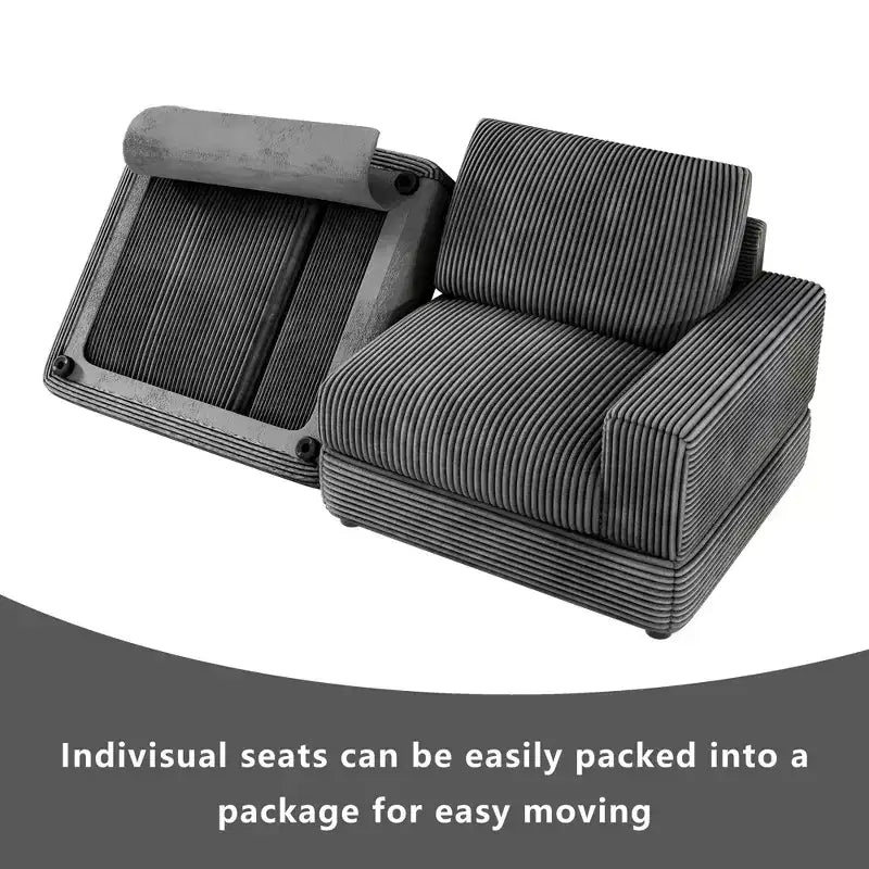 ATJafurn Canapé d'angle en velours côtelé Modulable Moderne Surdimensionné Rembourré avec Coussins Confortables Assise Profonde Pour Salon Chambre Appartement Bureau