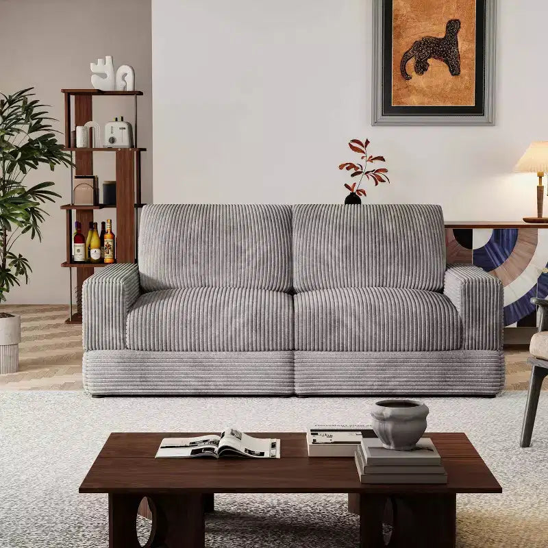 ATJafurn Canapé d'angle en velours côtelé Modulable Moderne Surdimensionné Rembourré avec Coussins Confortables Assise Profonde Pour Salon Chambre Appartement Bureau