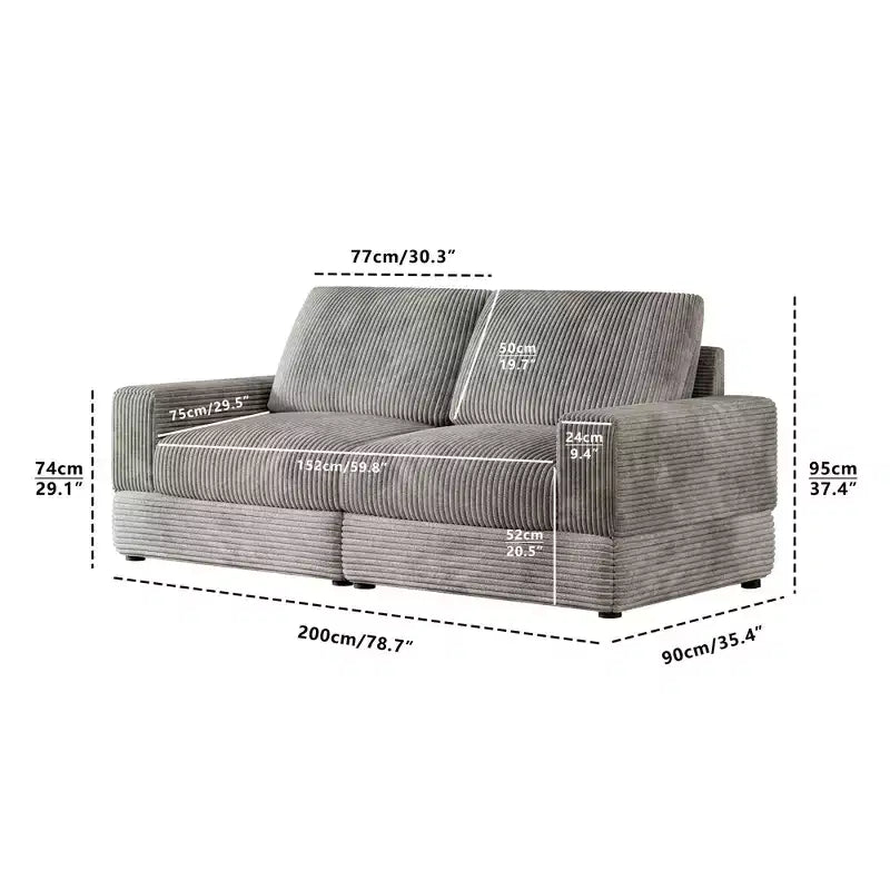 ATJafurn Canapé d'angle en velours côtelé Modulable Moderne Surdimensionné Rembourré avec Coussins Confortables Assise Profonde Pour Salon Chambre Appartement Bureau
