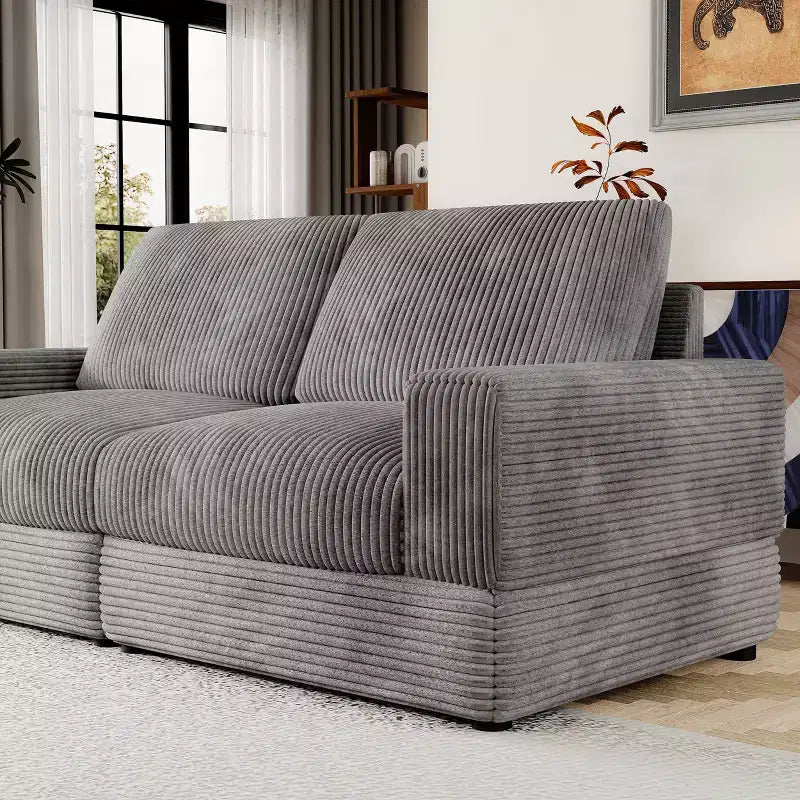 ATJafurn Canapé d'angle en velours côtelé Modulable Moderne Surdimensionné Rembourré avec Coussins Confortables Assise Profonde Pour Salon Chambre Appartement Bureau