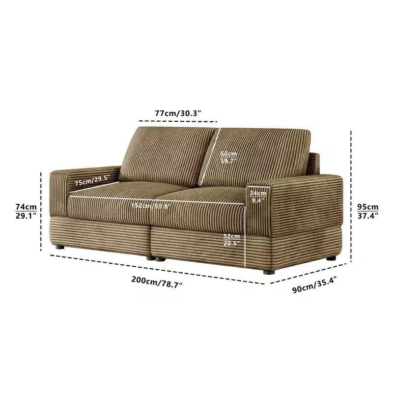 ATJafurn Canapé d'angle en velours côtelé Modulable Moderne Surdimensionné Rembourré avec Coussins Confortables Assise Profonde Pour Salon Chambre Appartement Bureau