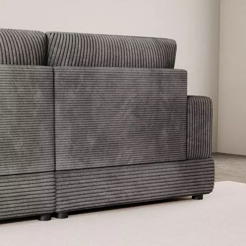 ATJafurn Canapé d'angle en velours côtelé Modulable Moderne Surdimensionné Rembourré avec Coussins Confortables Assise Profonde Pour Salon Chambre Appartement Bureau