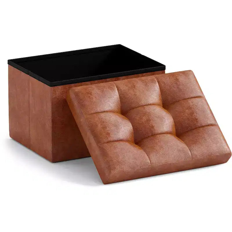 Pouf de rangement pliable rectangulaire petit format – 12 x 16 x 12