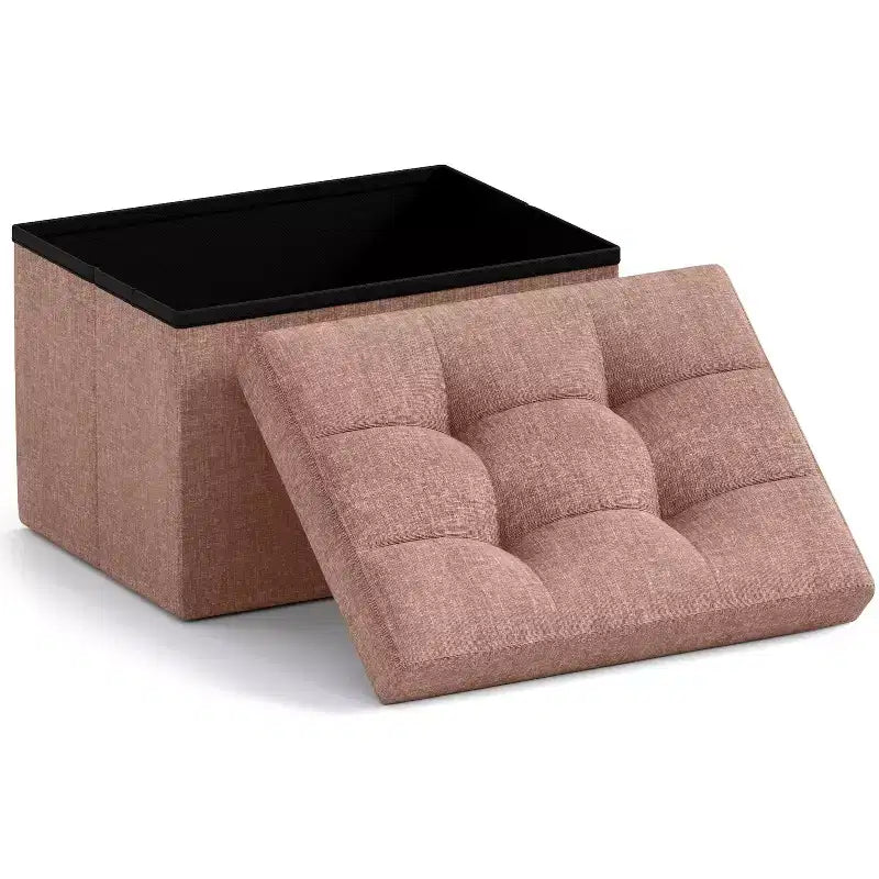 Pouf de rangement pliable rectangulaire petit format – 12 x 16 x 12
