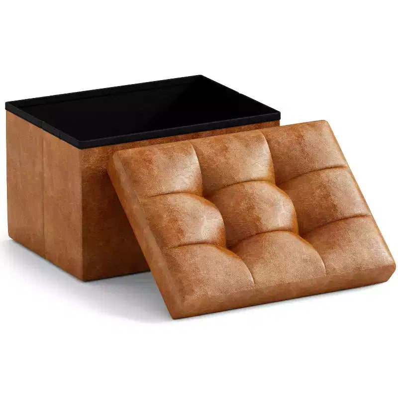 Pouf de rangement pliable rectangulaire petit format – 12 x 16 x 12
