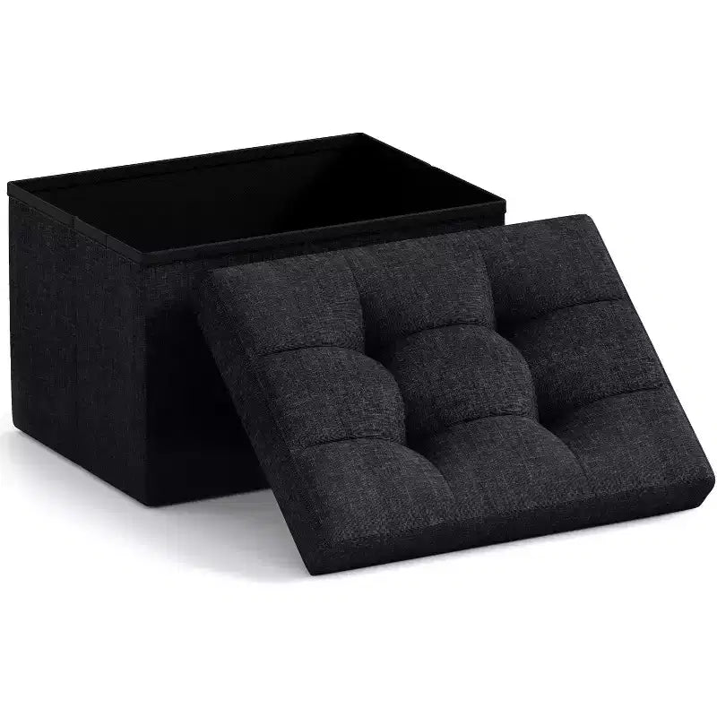 Pouf de rangement pliable rectangulaire petit format – 12 x 16 x 12