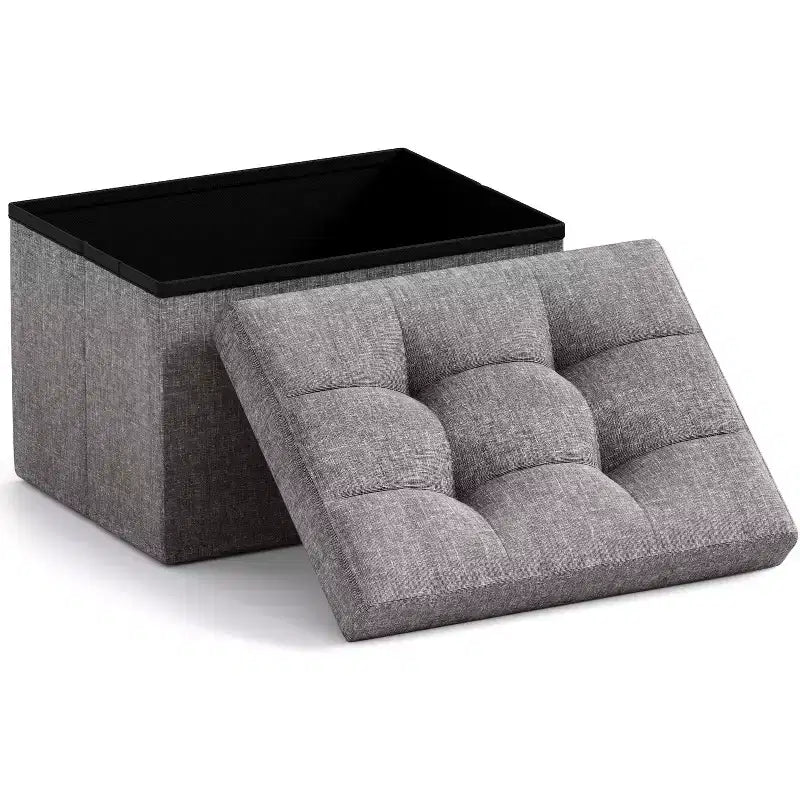 Pouf de rangement pliable rectangulaire petit format – 12 x 16 x 12