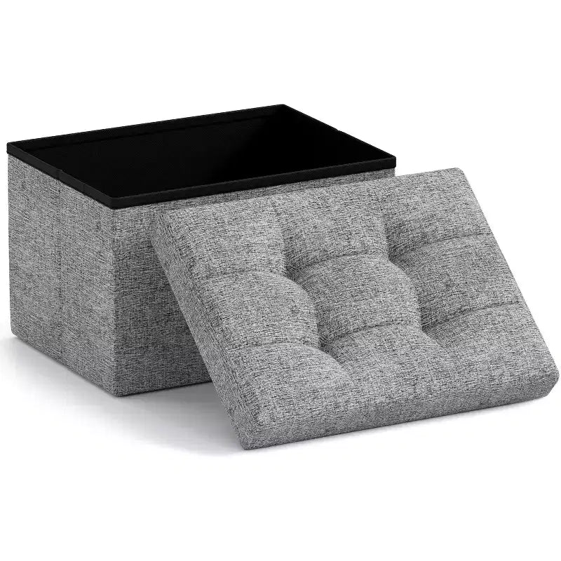 Pouf de rangement pliable rectangulaire petit format – 12 x 16 x 12