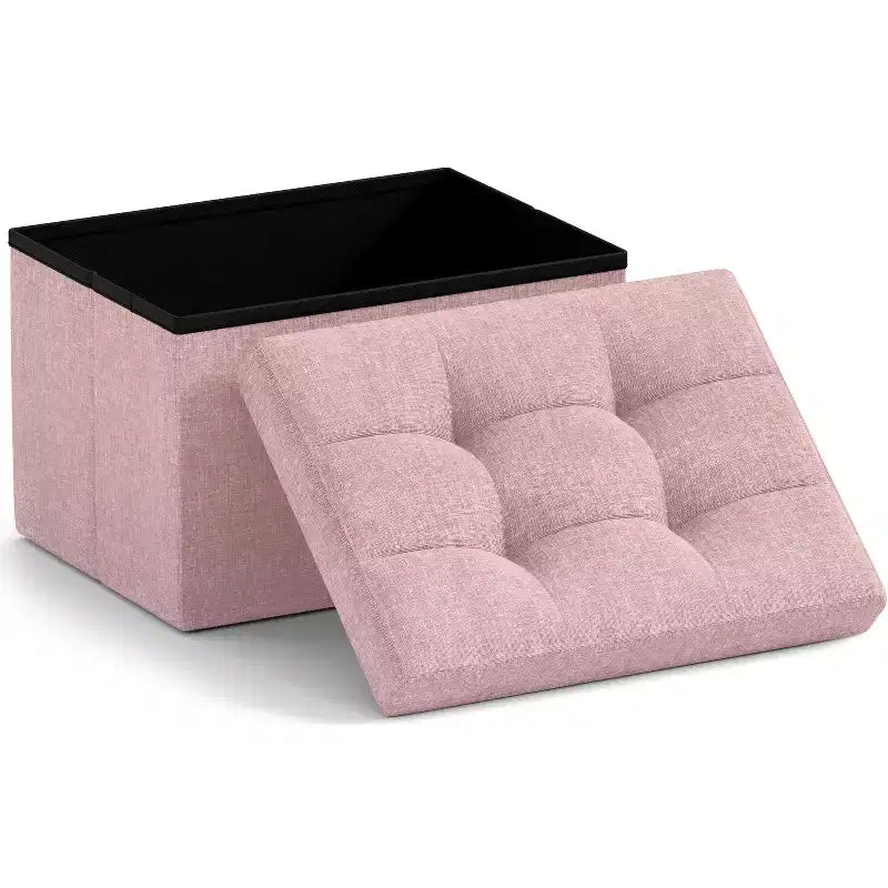 Pouf de rangement pliable rectangulaire petit format – 12 x 16 x 12