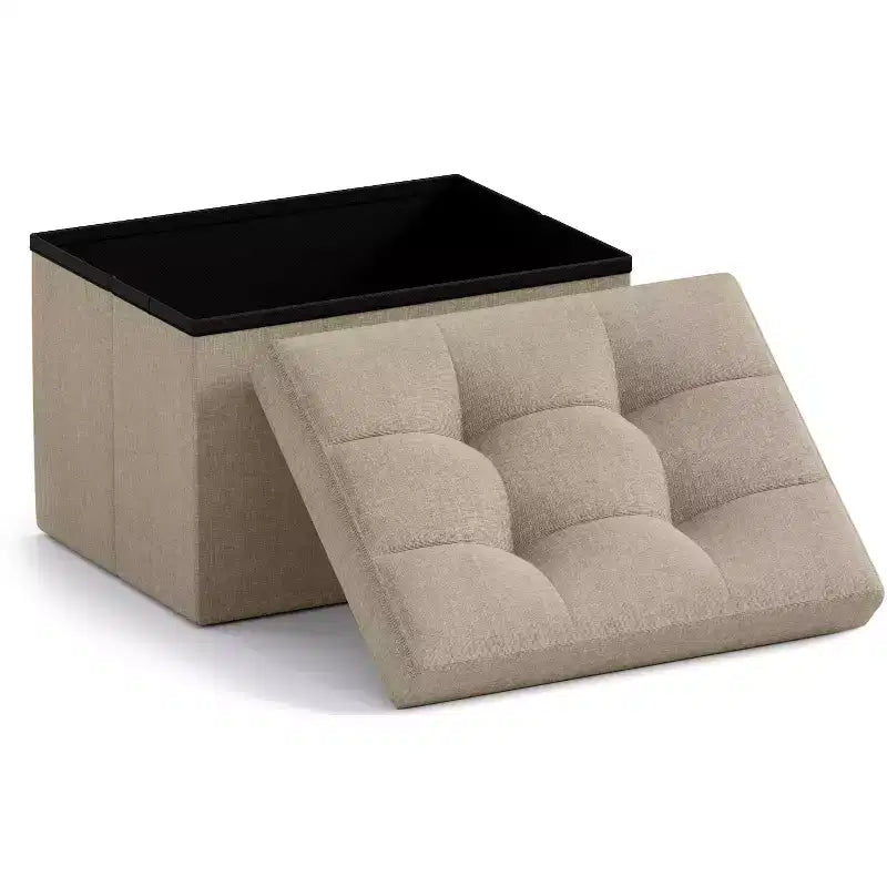 Pouf de rangement pliable rectangulaire petit format – 12 x 16 x 12