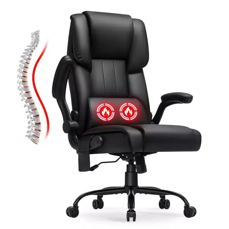Fauteuil de bureau de direction chauffant et massant Hoffree avec accoudoirs relevables, repose-pieds et dossier inclinable