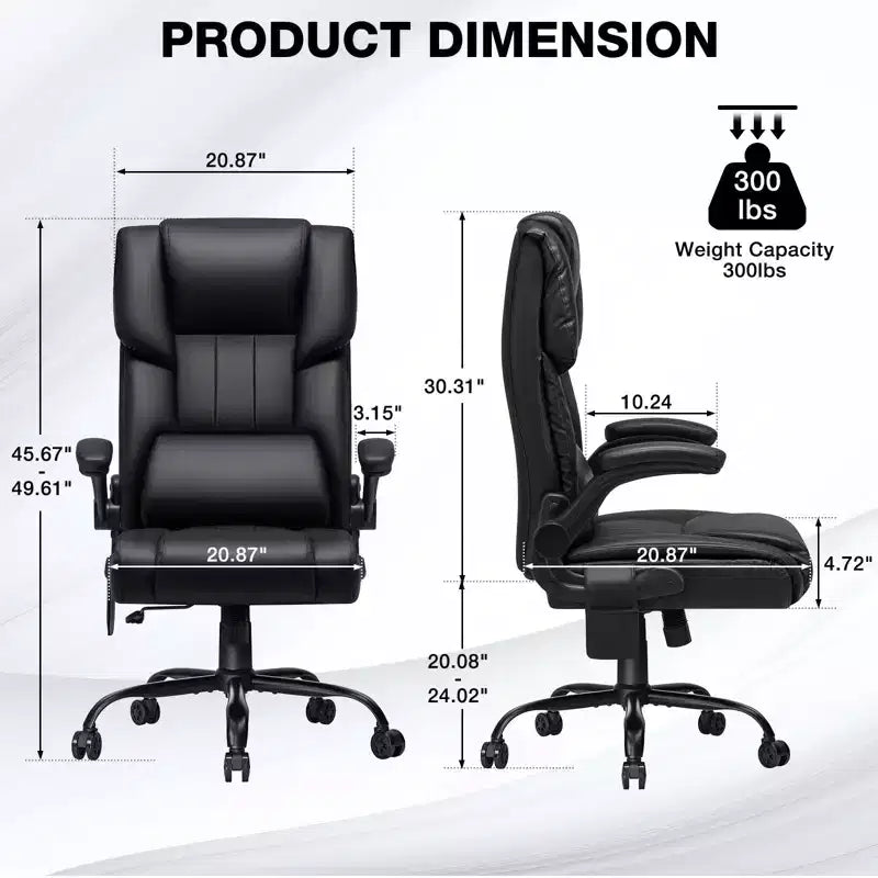 Fauteuil de bureau de direction chauffant et massant Hoffree avec accoudoirs relevables, repose-pieds et dossier inclinable