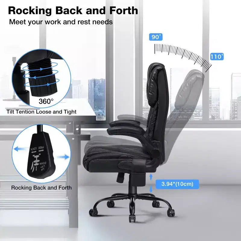 Fauteuil de bureau de direction chauffant et massant Hoffree avec accoudoirs relevables, repose-pieds et dossier inclinable