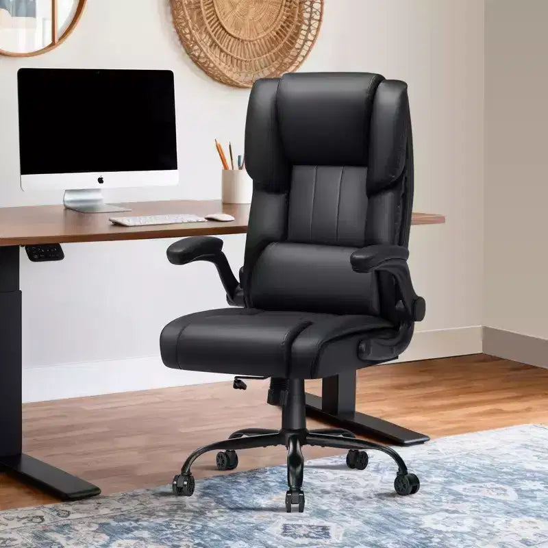 Fauteuil de bureau de direction chauffant et massant Hoffree avec accoudoirs relevables, repose-pieds et dossier inclinable
