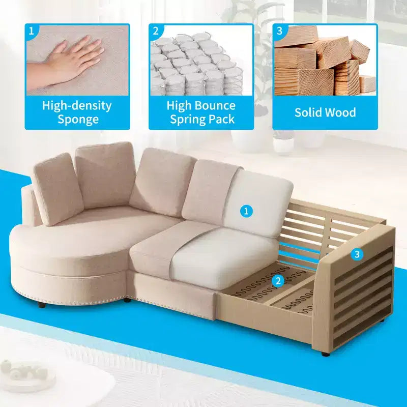 Canapé Mjkone Cloud, Petit Canapé Moderne de Salon Minimaliste, Canapé d'Angle en L avec Méridienne