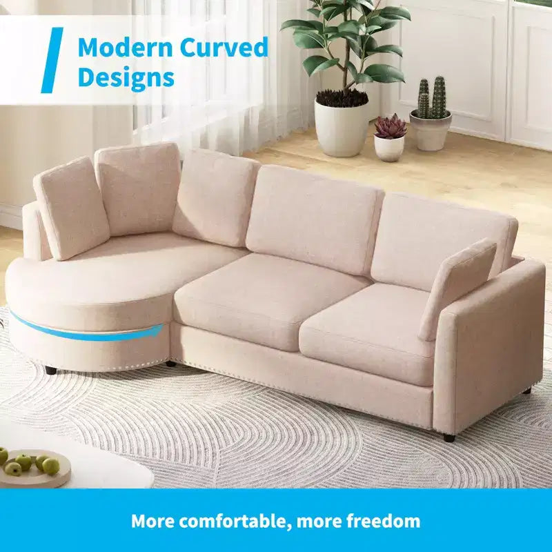 Canapé Mjkone Cloud, Petit Canapé Moderne de Salon Minimaliste, Canapé d'Angle en L avec Méridienne