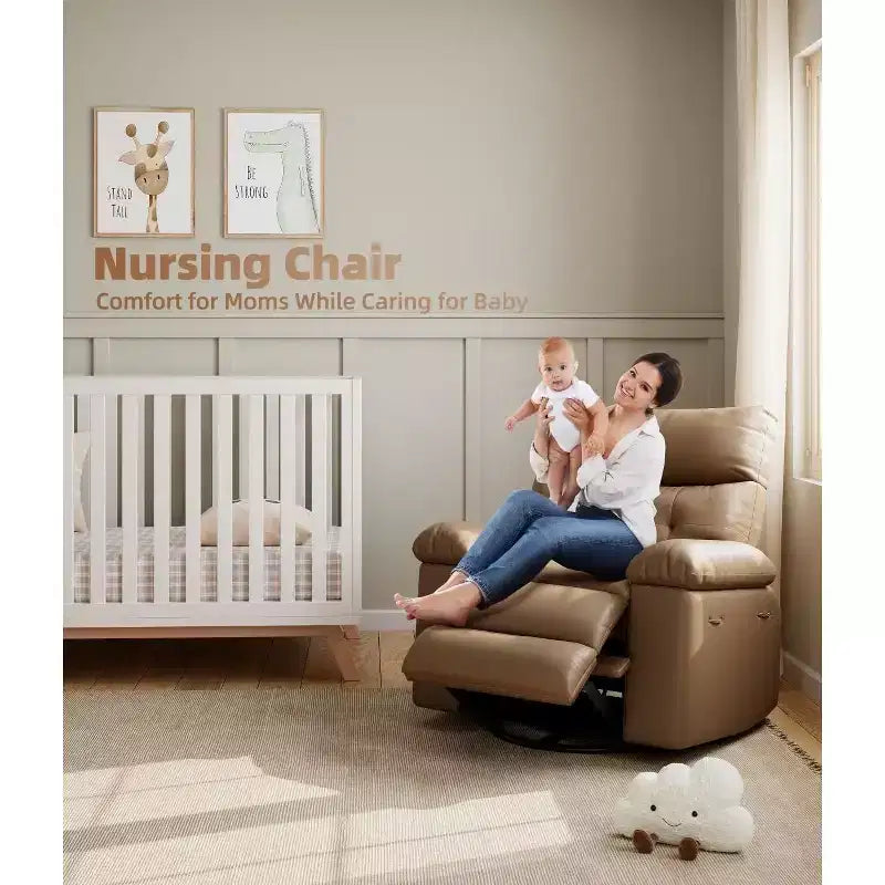 Fauteuil inclinable surdimensionné 27 avec chauffage et massage, pivotant à 360° et bascule manuelle, télécommande pour salon, chambre à coucher