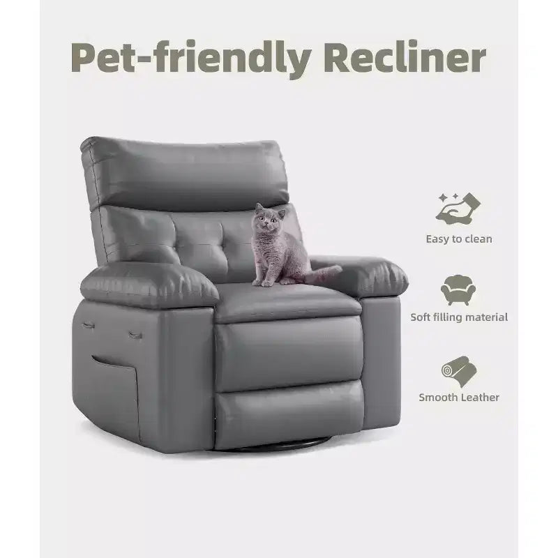 Fauteuil inclinable surdimensionné 27 avec chauffage et massage, pivotant à 360° et bascule manuelle, télécommande pour salon, chambre à coucher