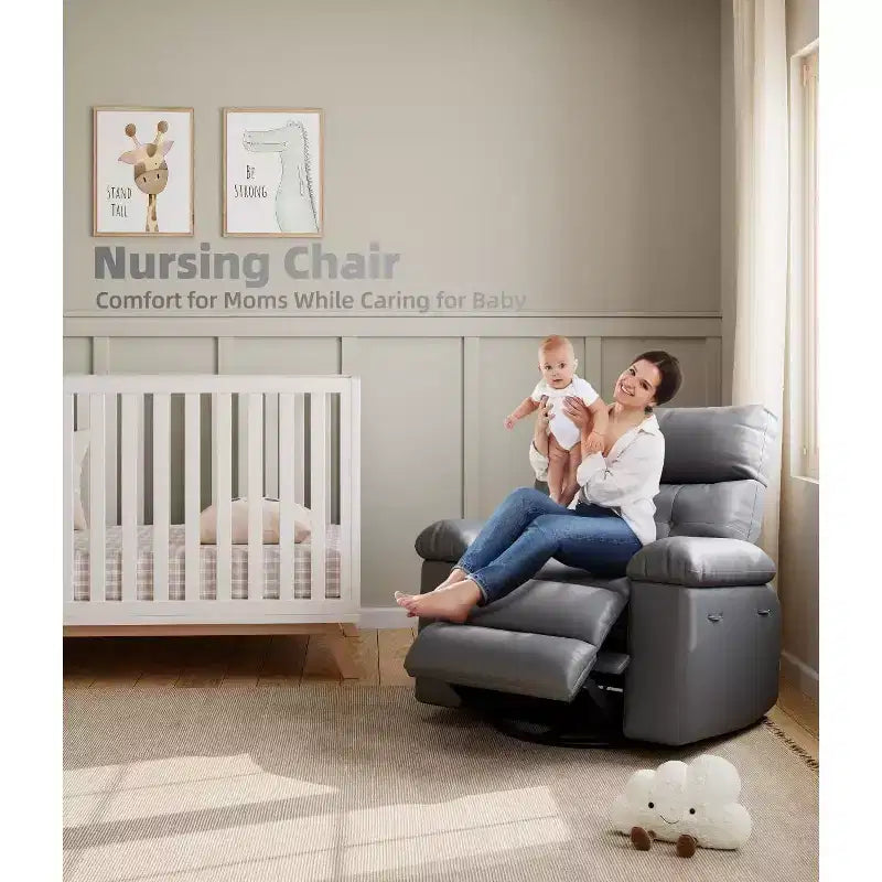 Fauteuil inclinable surdimensionné 27 avec chauffage et massage, pivotant à 360° et bascule manuelle, télécommande pour salon, chambre à coucher