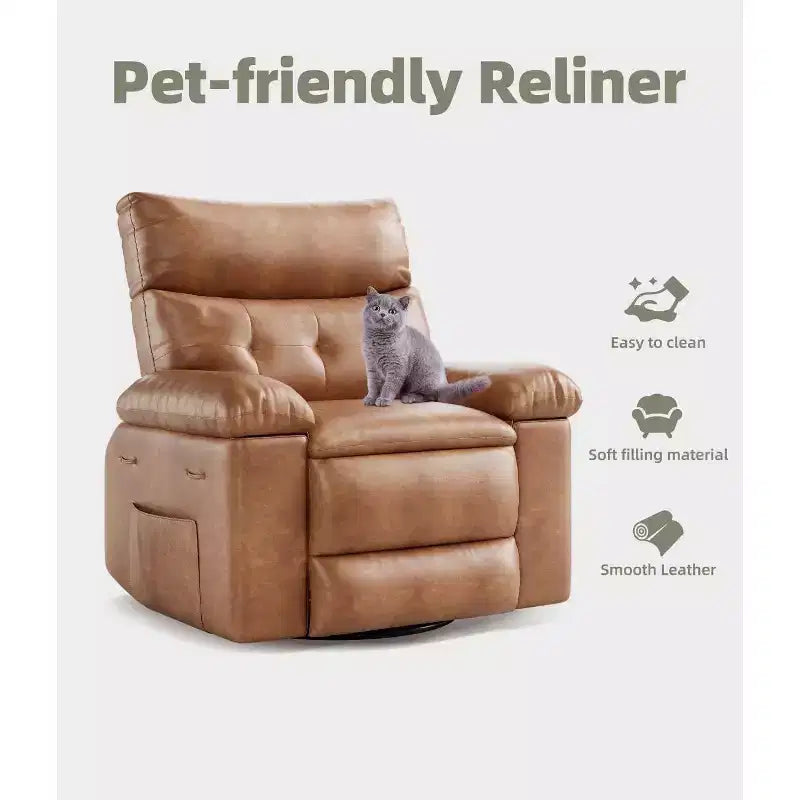 Fauteuil inclinable surdimensionné 27 avec chauffage et massage, pivotant à 360° et bascule manuelle, télécommande pour salon, chambre à coucher